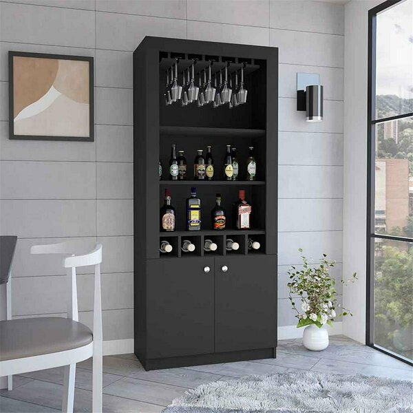 Depot E-Shop Dakota Double Door Bar Cabinet, Black DE-BLW6550